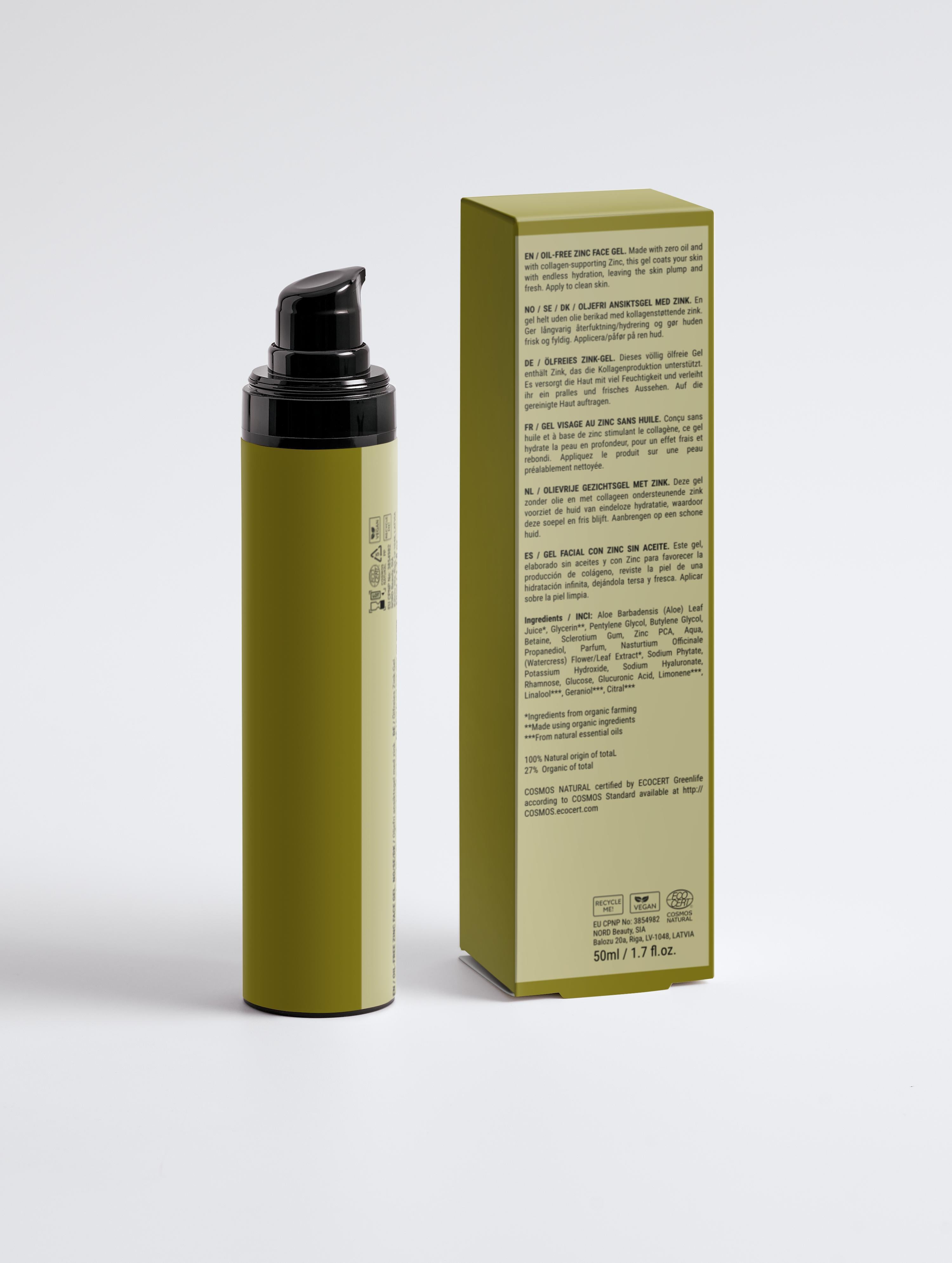 Vīriešu mitrinošais gēla krēms ar cinku